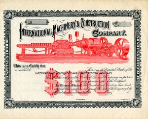International Machinery and Construction Co. - Unissued Virginia Stock Certicate